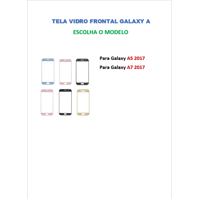 Tela De Vidro Frontal Para Samsung Galaxy A05 / A05s / A5 2017 / A7 2017 A520 A720 / A15