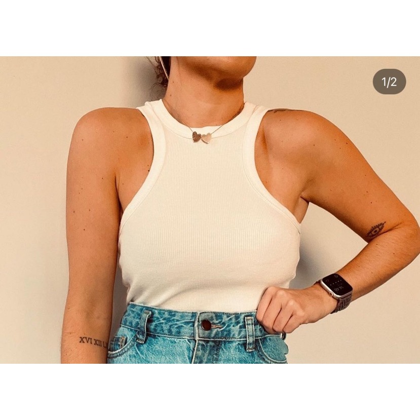 Regata feminina ribana  basica lisa com elastano cod-179