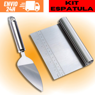 Kit 1 Espátula Tubular De Alisar Cortar Raspador De Bolo De Inox + 1 Espátula Para Cortar Bolo Pães E Torta Pegador De Pizza De Inox Kit 2 Espátulas