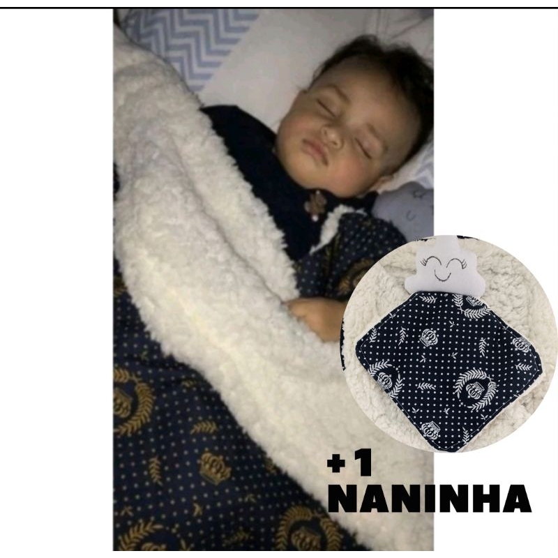 Mantinha cobertor para bebe + 1 Naninha fofinha em Oferta na Shopee