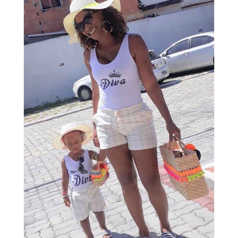 kit bodys mãe e filha branco diva e mini diva