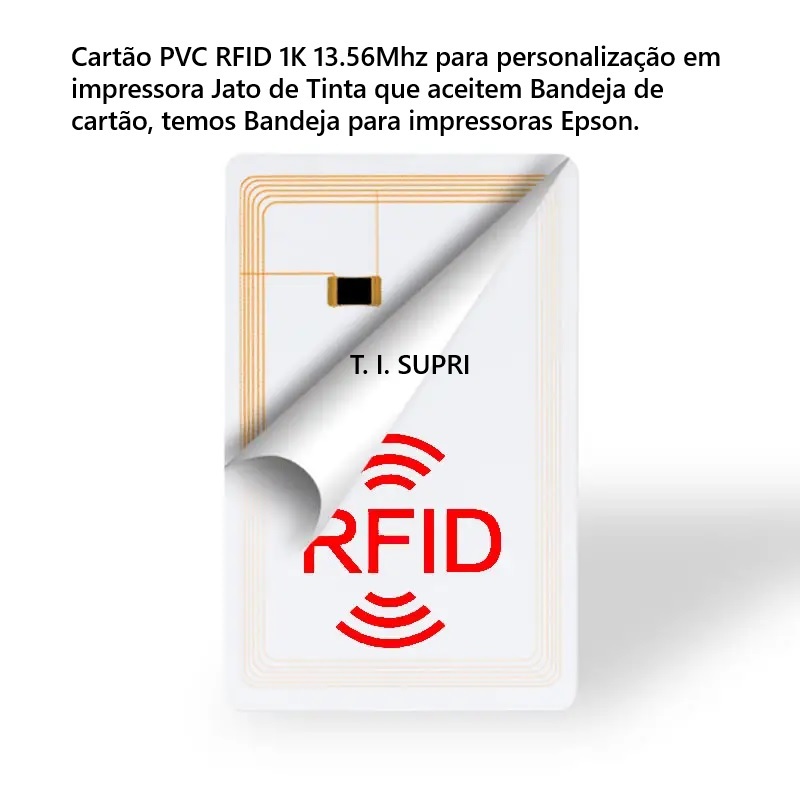 200 Un. Cartão Pvc 13.56 Mhz Rfid 1k Ic / Aproximação Inkjet