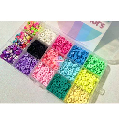 Kit Criativo Fimo Emborrachado +1400 Peças Coloridas + 10 Metros de Fio de Silicone para Pulseiras!
