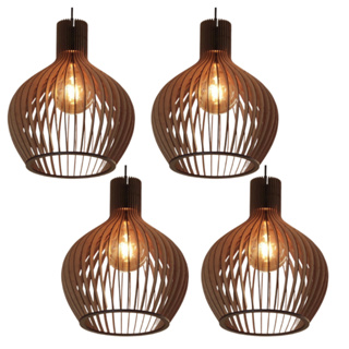 4 Luminária De Teto Grande De Madeira Marrom Para Varanda Área De Churrasco Fiação Completa - 4gmm em Oferta na Shopee