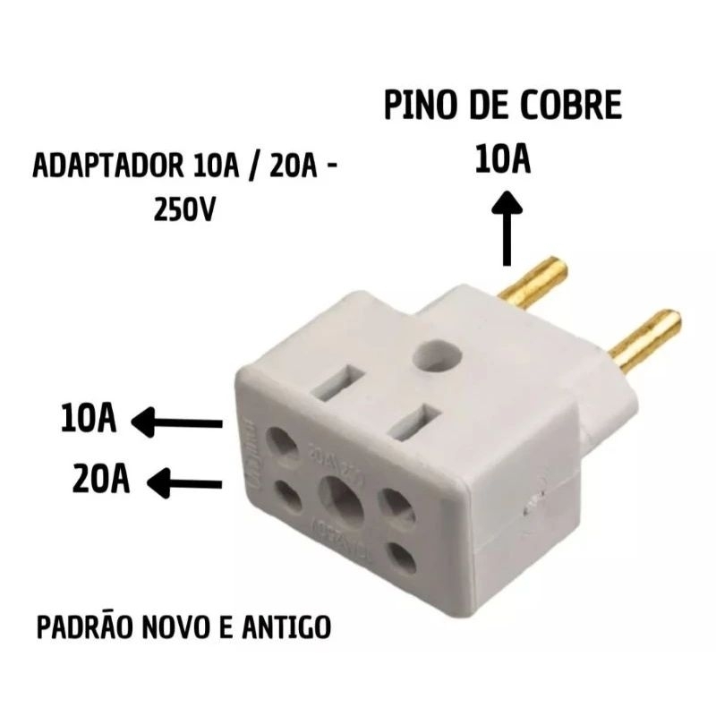 Adaptador de 10 Amperes para 20 Amperes Benjamin retangular em Oferta na Shopee