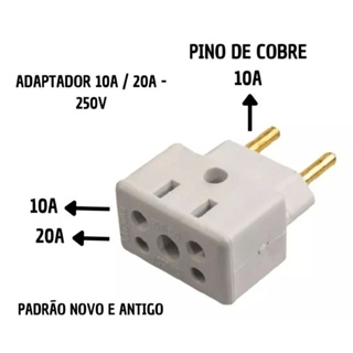 Adaptador de 10 Amperes para 20 Amperes Benjamin retangular em Oferta na Shopee
