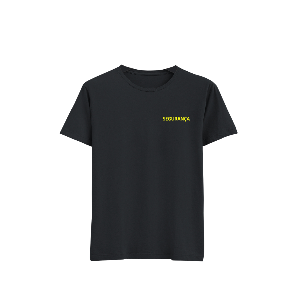 CAMISA CAMISETA DE SEGURANÇA MASCULINA PRETA TOP ALGODÃO