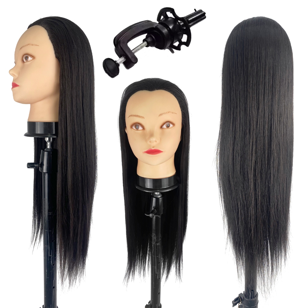 Cabeça De Boneca 100%sintetico  De Cabeleireiro Super Star 65cm Preto/Loiro 1pct