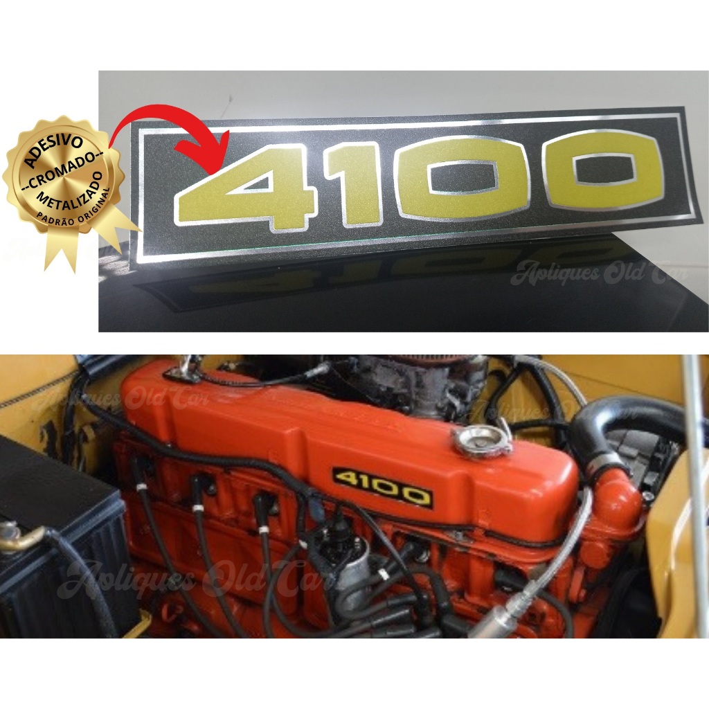 Adesivo 4100 Tampa de Válvulas - Motor 6cil - 4100 (Motor Laranja) - Opala 1972 a 1974