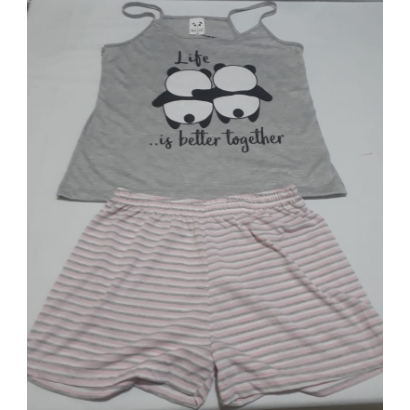 Conjunto Pijama Feminino Adulto e Infanto Juvenil para usar no verão com estampa - Conjunto Pijama Feminino Fresquinho feita de 75% poliéster e 25% algodão