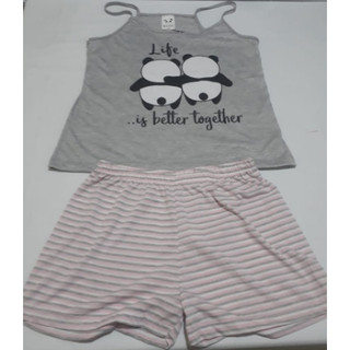 Conjunto Pijama Feminino Adulto e Infanto Juvenil para usar no verão com estampa - Conjunto Pijama Feminino Fresquinho feita de 75% poliéster e 25% algodão