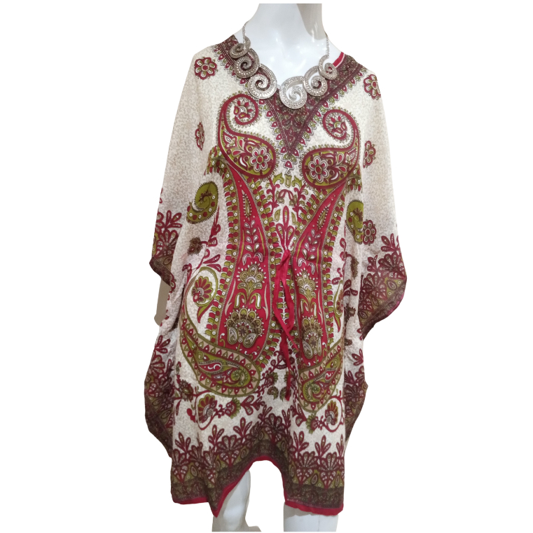 Kafta Curta Moda Indiana Moda Praia Boho mandala Red