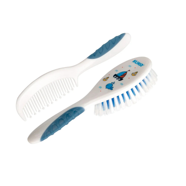 Conjunto Pente Escova Soft Azul- Kuka