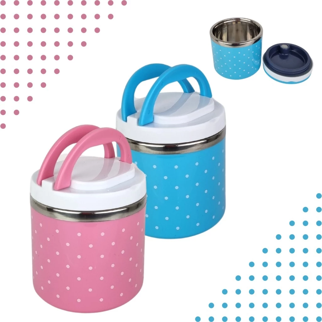 Pote Térmico Plástico Com Inox E Vedação Top Útil 450ml Marmita 11x11cm Prático E Fácil — imagem 1