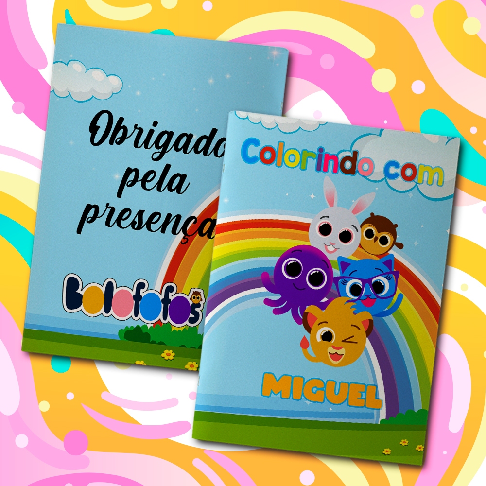 Livreto 8 Paginas Para Colorir Festa Infantil Tema Personalizado Bolo fofos Livrinho