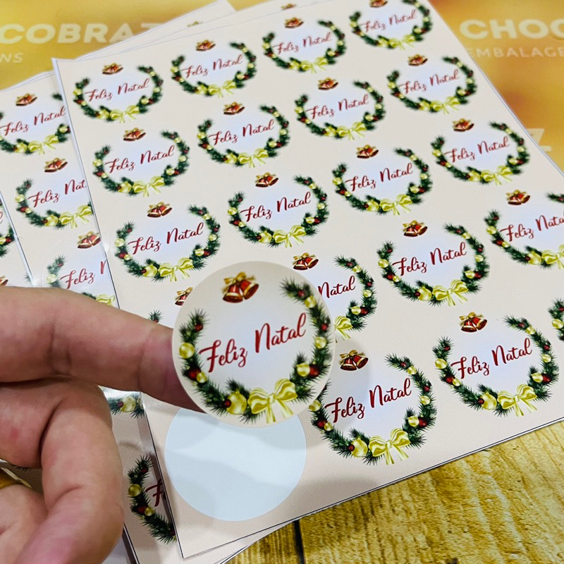 60 ETIQUETAS DE NATAL ADESIVOS DE NATAL PARA PRESENTE 4x4 cm cod 04