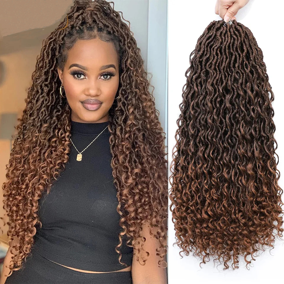 Kit 3 Pcs 300G Cabelo Crochet Goddess Faux Locs Trança Braid 24