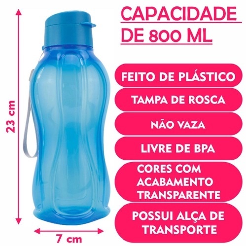 Garrafa De Água Squeeze Clink Plástico 800ml Livre De Bpa Com Diferentes Multiuso Academia Escola