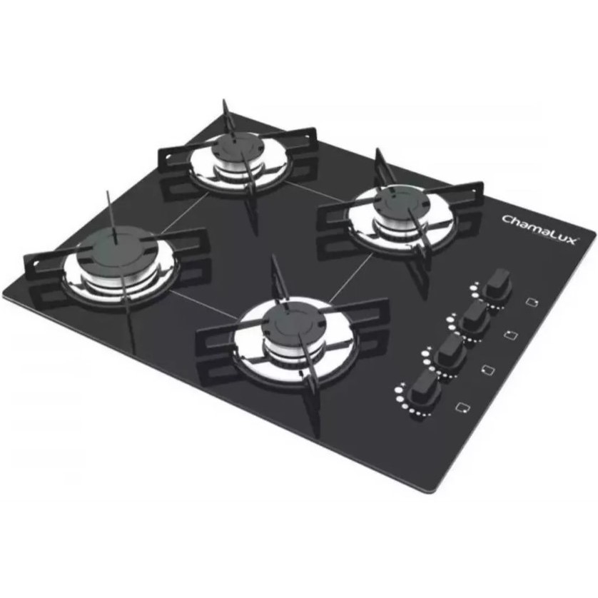 Fogão Cooktop Chamalux 4 Bocas Ultra Chama Bivolt Classificação A 044 Preto