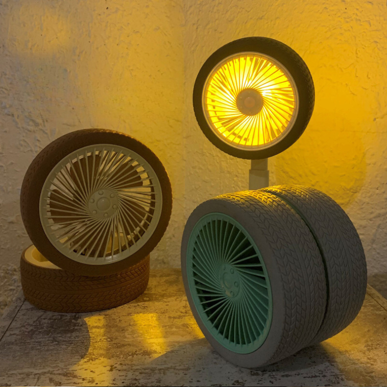 Ventilador Pneu de Mesa Carregamento Via USB Com Led