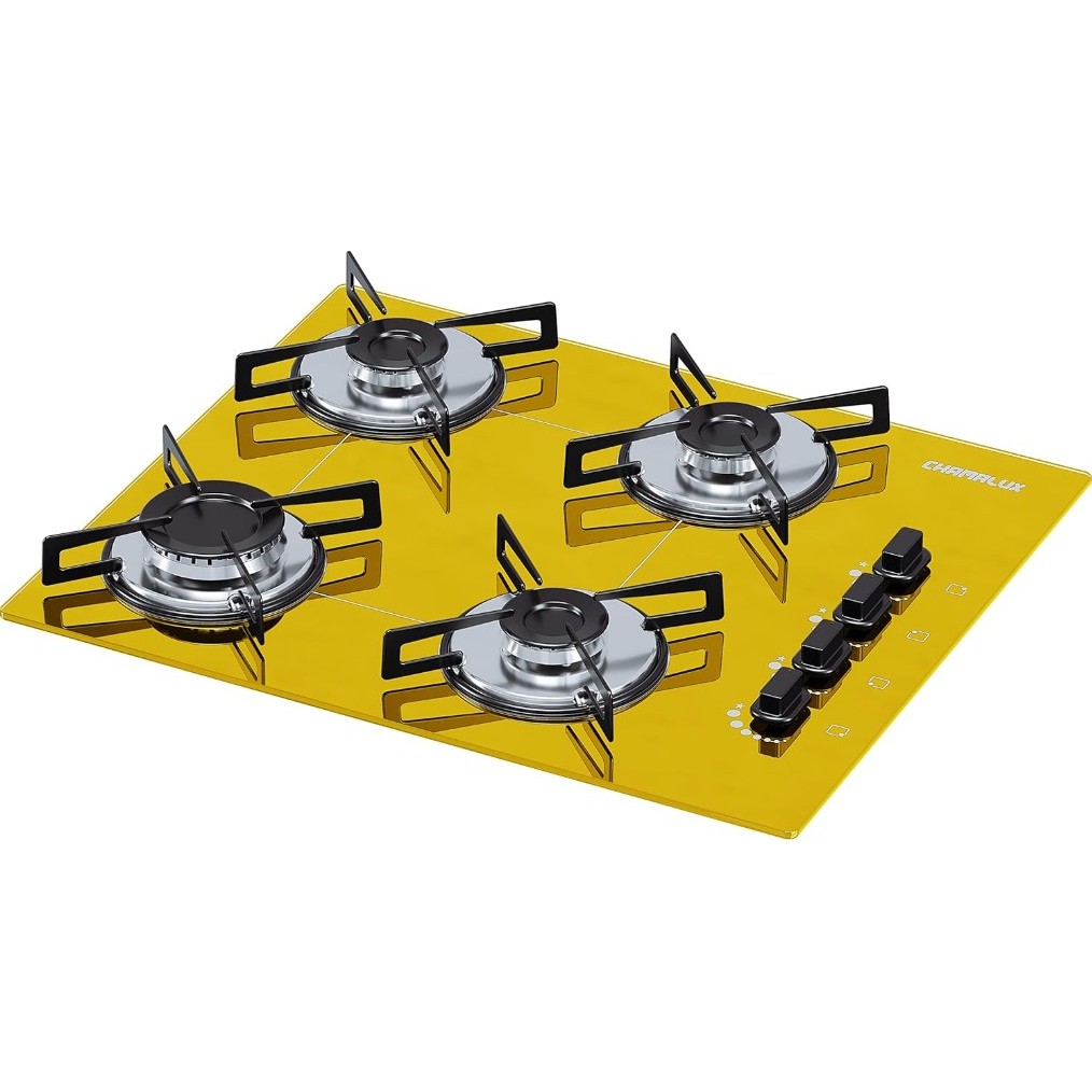 Fogão Cooktop A Gás Chamalux Ultra chama 4 Bocas - 083 Amarelo Fogão