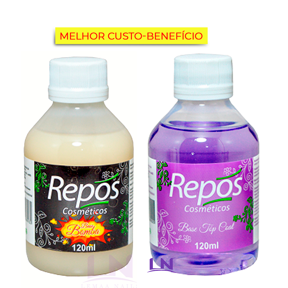 Kit Repos Base Bomba 120ml + Repos Top Coat 120ml - Tatamanto Unhas - Manicure