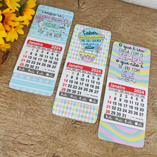 Kit Sortido de Mini Calendário 2024 Imã de Geladeira.