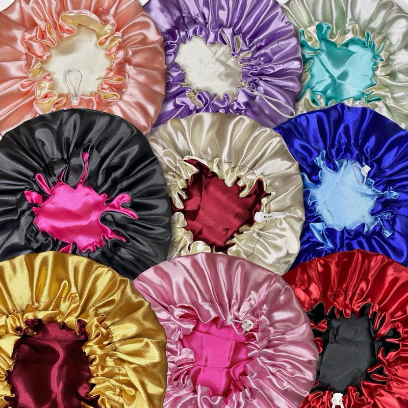 Kit 10 Touca de Cetim Dupla Face Regulável Ajustável Várias Cores