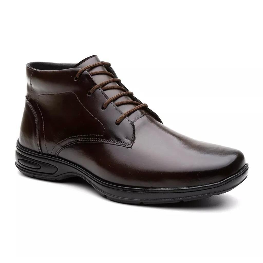 Bota de Couro Legitimo Ortopédica Sola Antiderrapante Confort A Pronta Entrega em Oferta na Shopee