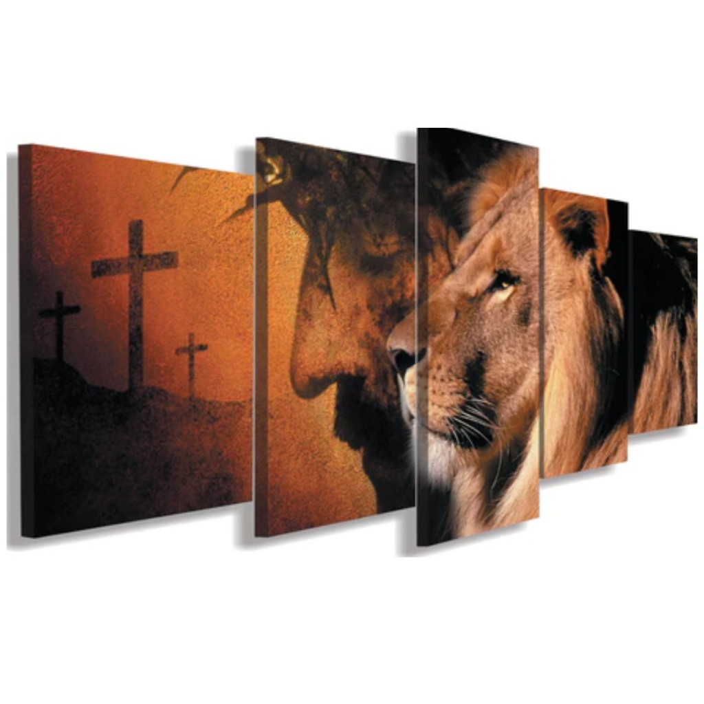 Quadros Decorativos mosaico Leão Judá E Jesus Cristo + Cruz em Oferta na Shopee
