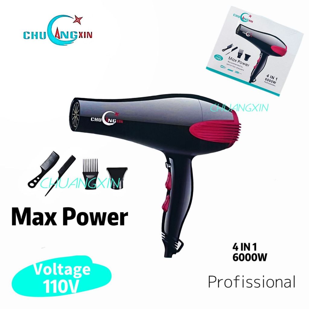 Secador De Cabelo Turbo Profissional 6000w 4 Em 1 110v / 220v em Oferta na Shopee