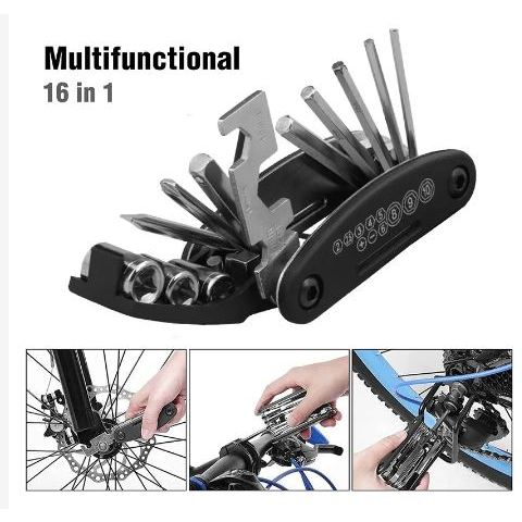 Kit 16 Em 1 Chave Canivete Ferramenta Bike Pino Corrente Reparo Bicicleta
