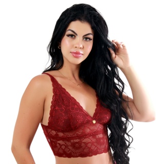 Top Audrey Rendado Sem Bojo Com Forro de Malha e Alça Regulável em Oferta na Shopee