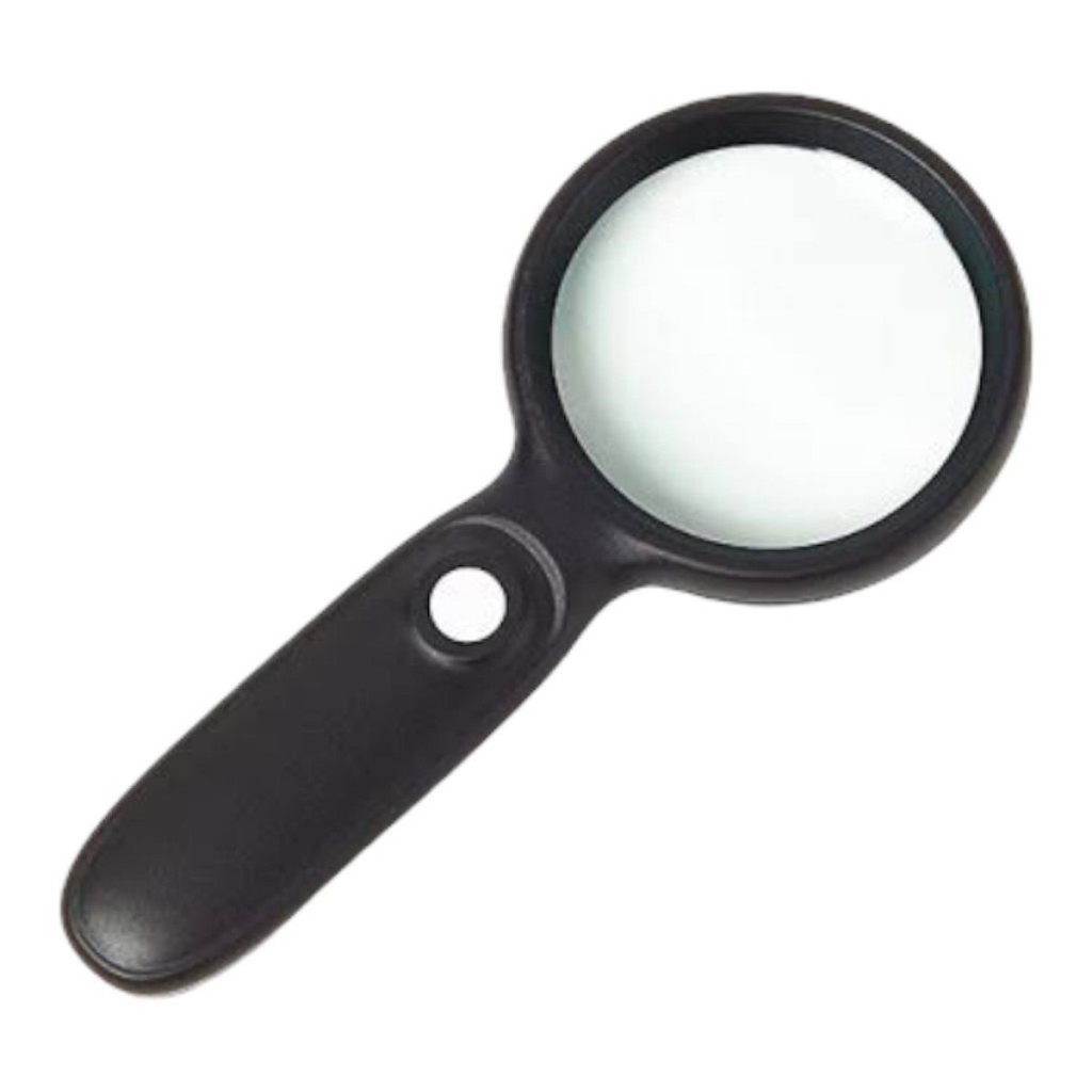 Lupa de mão com 2 luzes de LED para leitura ou inspeção 75mm LN em Oferta na Shopee