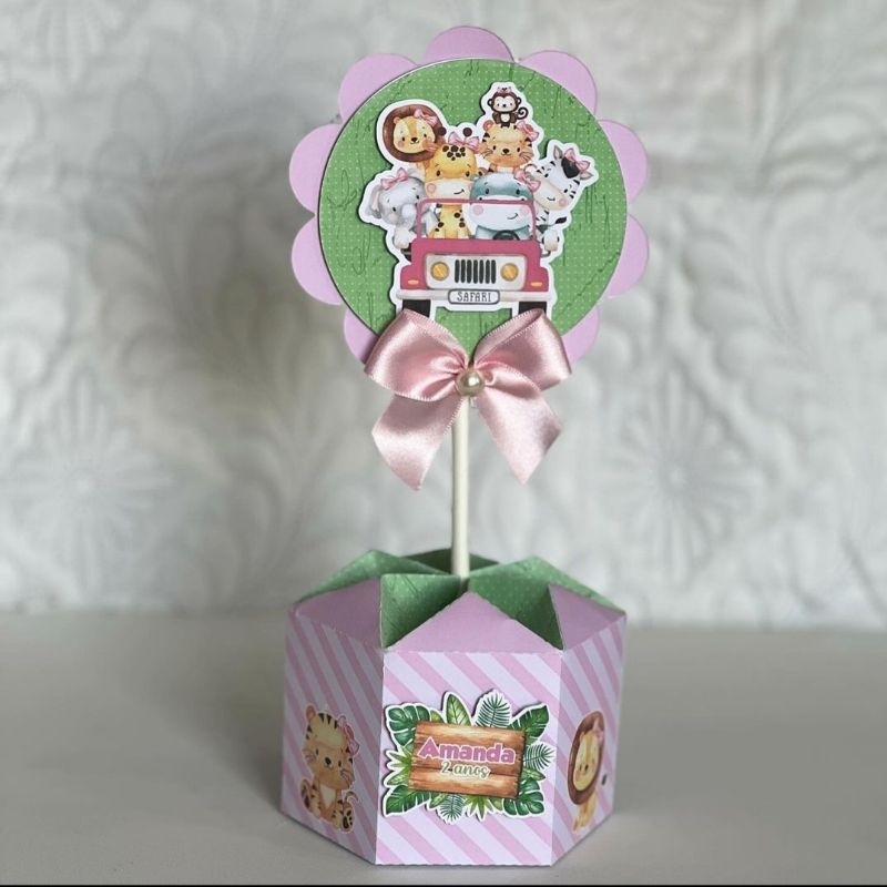 Centro de mesa personalizado safari menina