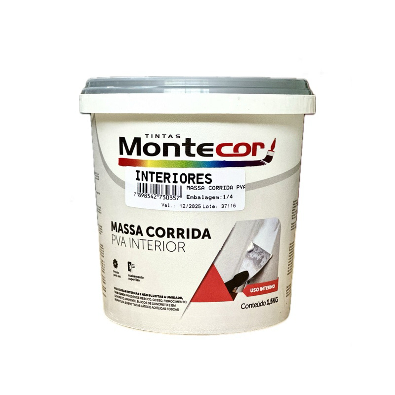 Massa Corrida 1/4 1,2kg Anti-Mofo para paredes (Interiores)