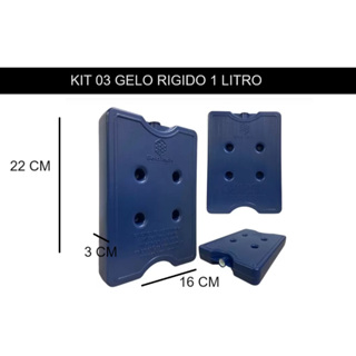 KIT 03 GELO RIGIDO 1 LITRO REUTILIZAVEL PARA TERMICA ISOPOR em Oferta na Shopee