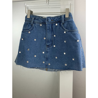 009 /4001saia jeans com brilho feminina saia midi tecido grosso p 38 m 40 g 42 saia 009/4001
