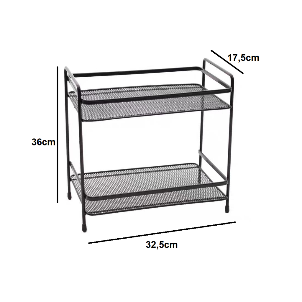Organizador 2 Prateleiras 36x17,5x32,5 Aramado Para Cosméticos Banheiro Cozinha Multiuso Universal