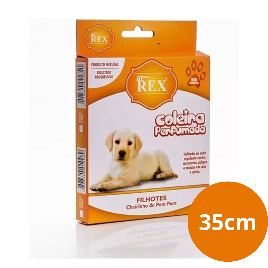 Coleira Antipulgas Rex para Cães Filhote e Gato - Tamanho 35cm