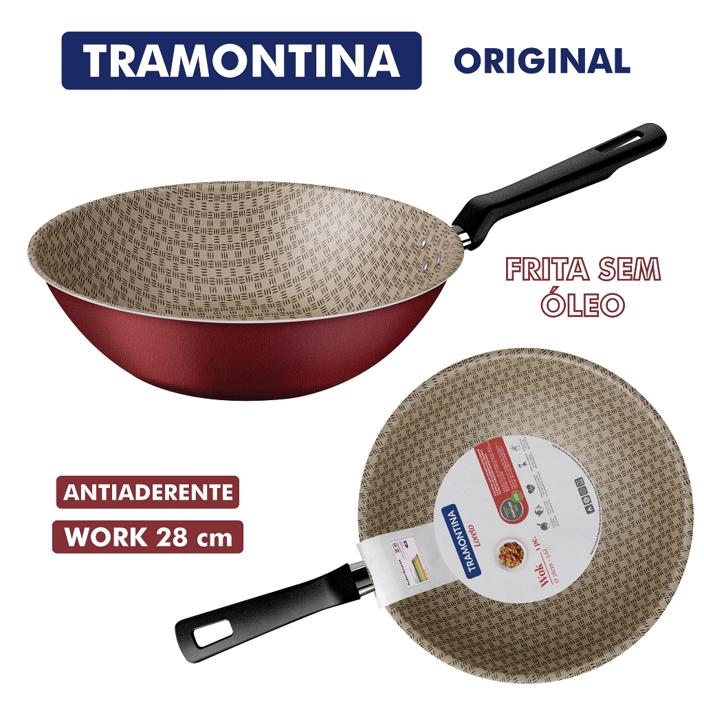 Frigideira Antiaderente 28 cm Wok com Textura Starflon Max Cabo em Baquelite - Tramontina