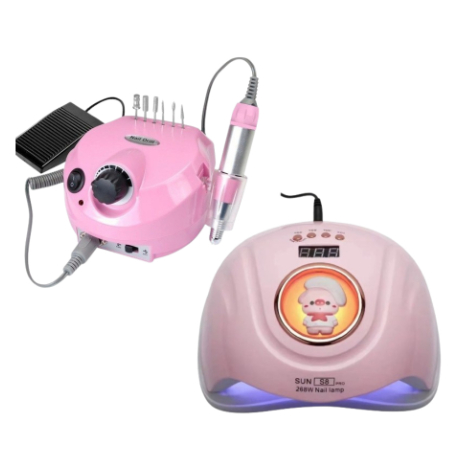 MOTOR NAIL DRIL 30.000RPM BIVOLT + Cabine Sun S8 Profissional 268w P/ Unhas De Gel Led Uv Bichinho