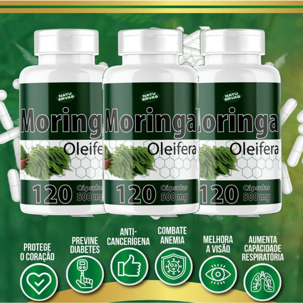 3 UN Moringa oleífera 120 cápsulas 500mg