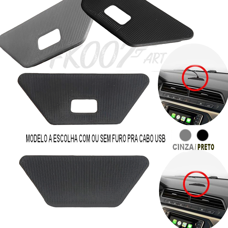 Tampa Suporte Celular Painel Entrada Usb Grafite/Preto Novo Gol Voyage Saveiro Up Virtus Polo T-Cross...