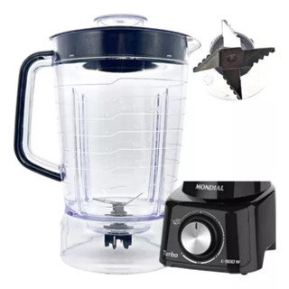 Copo de Liquidificador MONDIAL L850 L900 Cristal Tampa Preta