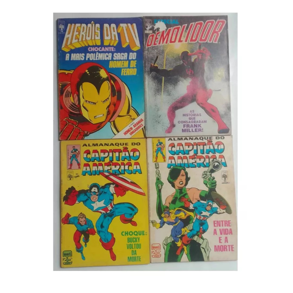 4 HqS -  Especial Demolidor Frank Miller N 1 Mais Herois Da Tv 76 - Almanaque Capitão América N 83-84 - Editora Abril Usados
