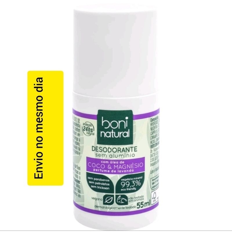 Desodorante Roll-On Boni Natural Coco e Magnésio 55ml. 01 unidade