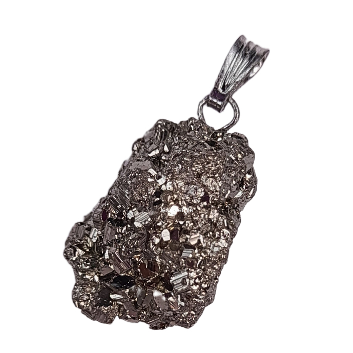 Pingente Pirita Pedra Natural Bruta Prosperidade Criatividade