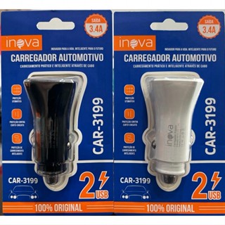 Kit 2pcs Carregador Inova para Celular Veicular Carro Fonte 2 entradas USB