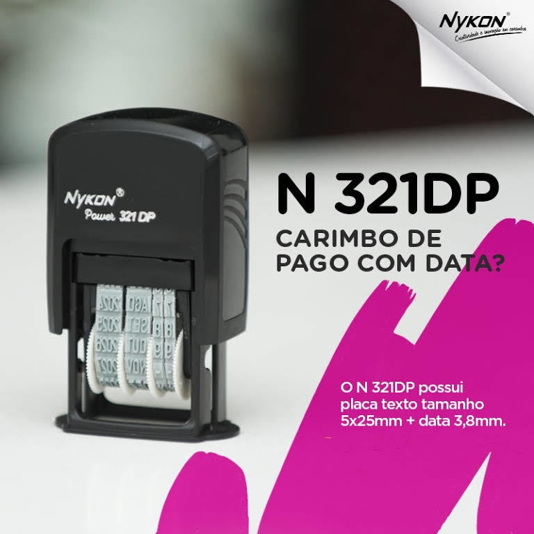 Carimbo Nykon Datador 321DP - Com base para escrita em Oferta na Shopee